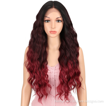 Rebecca fashion brand ombre 28 inches wave hair lace frontal wig synthetic hair female bohemian mixed color hair synthetic wigs